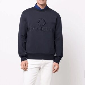 NWT MENS MONCLER TONAL LOGO SWEATSHIRT, SIZE XXL, NAVY